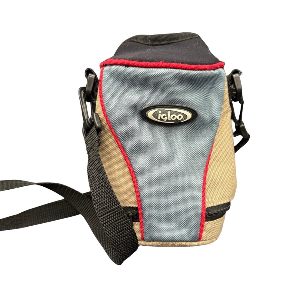 Igloo Vintage Tan and Blue Shoulder Strap Can/Bottle Bag